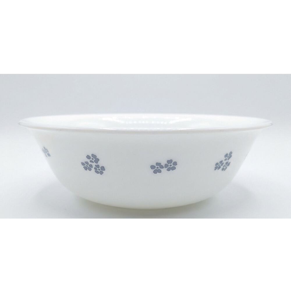 Corelle Secret Garden Cereal Bowl White Glass Blue Floral Chip Resistant USA